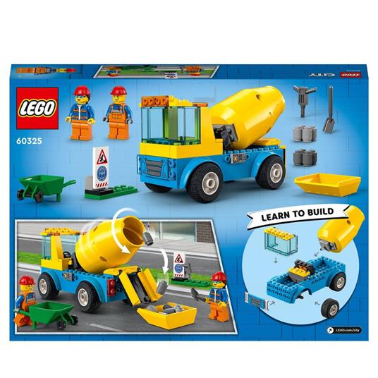 LEGO City Great Vehicles 60325 Autobetoniera, Camion Giocattolo, Giochi per Bambini dai 4 Anni in su con Veicoli da Cantiere - 9