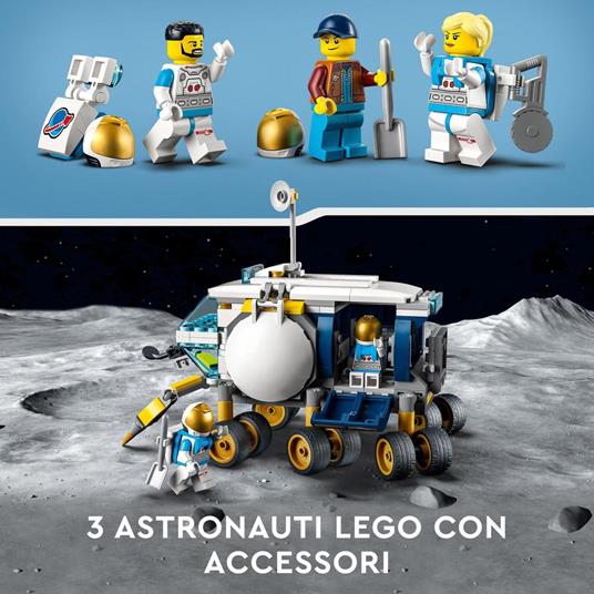 LEGO City 60348 Rover Lunare, Modello di Veicolo Spaziale Giocattolo, Base della NASA con 3 Minifigure di Astronauti - 5
