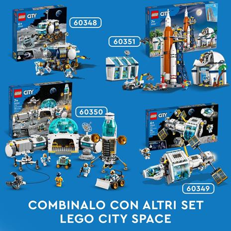 LEGO City 60348 Rover Lunare, Modello di Veicolo Spaziale Giocattolo, Base della NASA con 3 Minifigure di Astronauti - 6