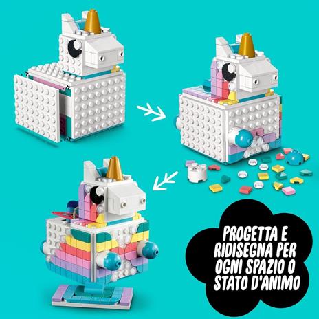 LEGO DOTS 41962 Family Pack Creativo - Unicorno, Regalo per Bambine e Bambini, Set 5in1, Scatola Portaoggetti e Braccialetti - 5