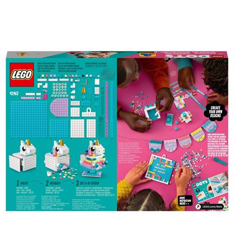 LEGO DOTS 41962 Family Pack Creativo - Unicorno, Regalo per Bambine e Bambini, Set 5in1, Scatola Portaoggetti e Braccialetti - 8