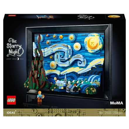 Giocattolo LEGO Ideas 21333 Vincent van Gogh - Notte Stellata, Set Fai da Te Creativo per Adulti, Decorazione per Casa 3D con Minifigure LEGO