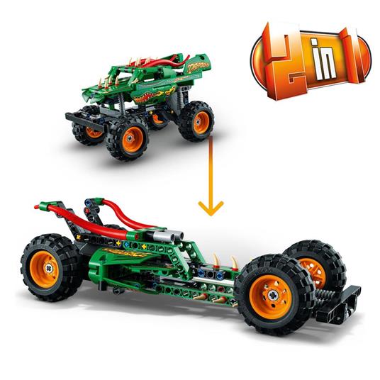 LEGO Technic 42149 Monster Jam Dragon, Set 2 in 1 con Pull-Back, Auto Offroad Monster Truck e Macchina Giocattolo Buggy - 5