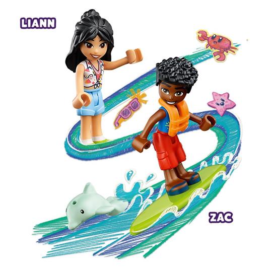 LEGO Friends 41725 Divertimento sul Beach Buggy con Macchina Giocattolo, Surf, Mini Bamboline, Delfino e Cane, Giochi Estivi - 4