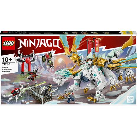 LEGO NINJAGO 71786 Drago di Ghiaccio di Zane 2in1 con Drago Giocattolo e Guerriero Action Figure, Kit Modellismo per Bambini