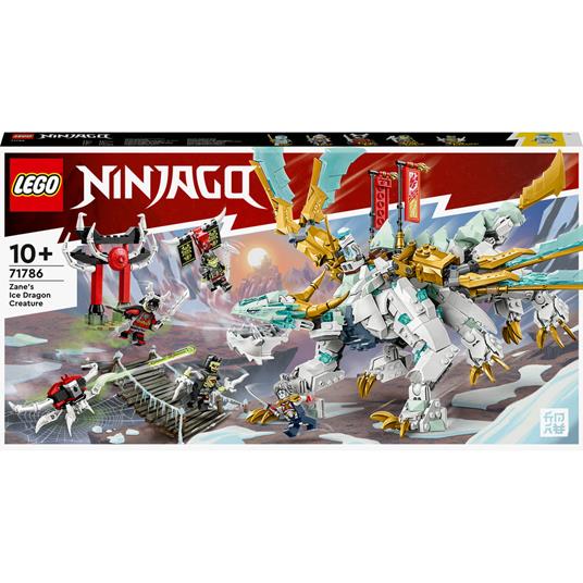 LEGO NINJAGO 71786 Drago di Ghiaccio di Zane 2in1 con Drago Giocattolo e Guerriero Action Figure, Kit Modellismo per Bambini