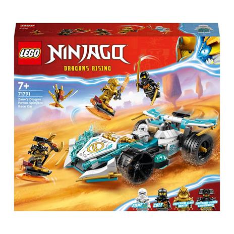 LEGO NINJAGO 71791 Auto da Corsa Spinjitzu Dragon Power di Zane, Macchina Giocattolo con Funzione di Rotazione per Bambini 7+