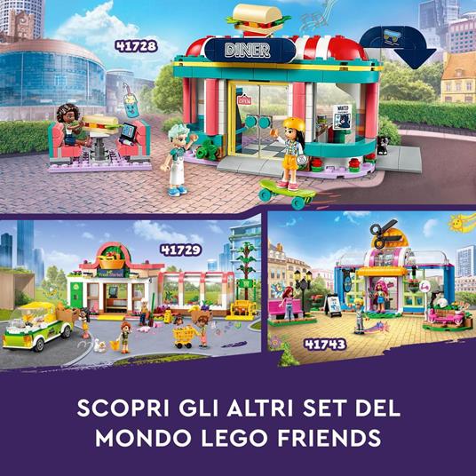 LEGO Friends 41728 Ristorante nel Centro di Heartlake City, Giochi per Bambini 6+ Anni, Mini Bamboline Liann, Aliya e Charli - 6