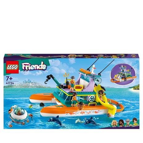 LEGO Friends 41734 Catamarano di Salvataggio Barca Giocattolo con Animali e Sottomarino Set Educativo Regalo per Bambini 7+