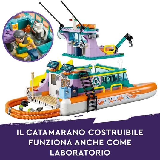 LEGO Friends 41734 Catamarano di Salvataggio Barca Giocattolo con Animali e Sottomarino Set Educativo Regalo per Bambini 7+ - 4