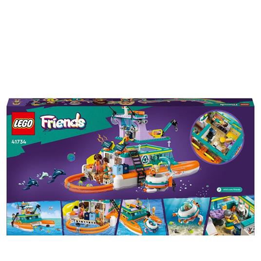 LEGO Friends 41734 Catamarano di Salvataggio Barca Giocattolo con Animali e Sottomarino Set Educativo Regalo per Bambini 7+ - 9