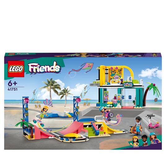 LEGO Friends 41751 Skate Park, Set con Rampa da Skateboard, Giochi per Bambine e Bambini con Monopattino e Sedia a Rotelle