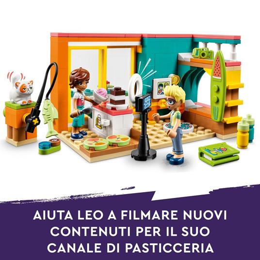 LEGO Friends 41754 La Cameretta di Leo, Set Camera da Letto a Tema Cucina e Video Making, Giochi per Bambini 6+ da Collezione - 7
