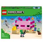 LEGO Minecraft 21247 La Casa dellAxolotl, Base Subacquea Rosa con Esploratore Subacqueo, Zombie, per Bambini da 7 anni