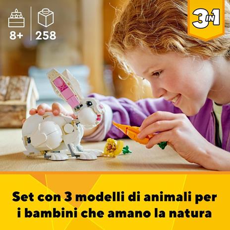LEGO Creator 31133 Coniglio Bianco Set 3in1 Costruzioni Animali Giocattolo Coniglietto Foca e Pappagallo Giochi per Bambini - 2
