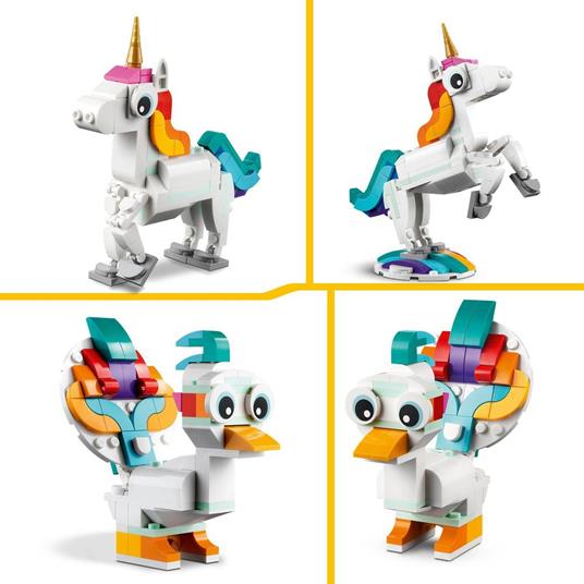 LEGO Creator 31140 Unicorno Magico con Arcobaleno, Set 3 in 1 con Animali Giocattolo Fantastici, Cavalluccio Marino e Pavone - 4