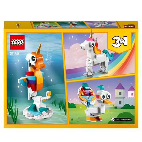 LEGO Creator 31140 Unicorno Magico con Arcobaleno, Set 3 in 1 con Animali Giocattolo Fantastici, Cavalluccio Marino e Pavone - 8