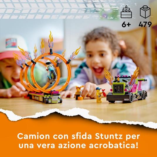 LEGO City Stuntz 60357 Stunt Truck: Sfida dellAnello di Fuoco, Moto Giocattolo Carica e Vai, Regalo Divertente per Bambini - 2