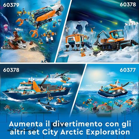 LEGO City 60368 Esploratore Artico, Grande Nave Giocattolo Galleggiante con Elicottero, Gommone, Sottomarino e Relitto Barca - 7