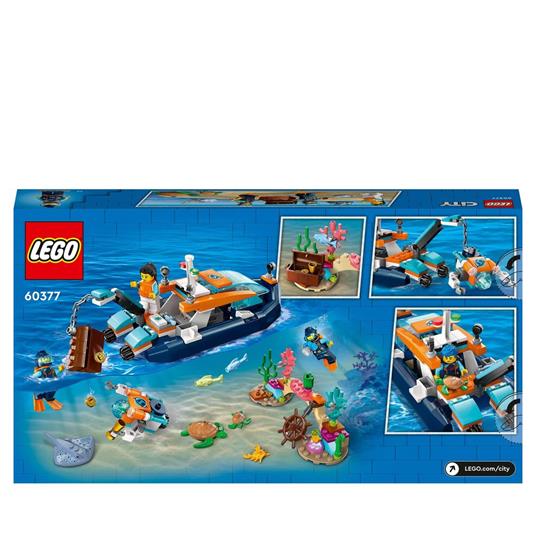 Lego city 60377 batiscafo artico, barca giocattolo con mini