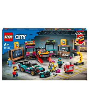 Giocattolo LEGO City 60389 Garage Auto Personalizzato con 2 Macchine Giocattolo Personalizzabili, Officina e 4 Minifigure, Idea Regalo LEGO