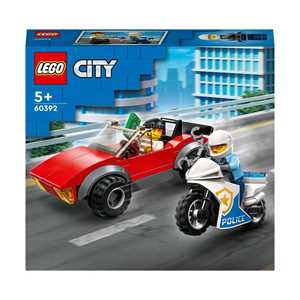 Giocattolo LEGO City 60392 Inseguimento sulla Moto della Polizia Giocattolo con Modelli di Auto e 2 Minifigure, Giochi per Bambini 5+ LEGO
