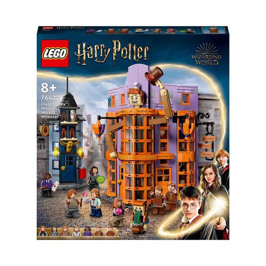 LEGO Harry Potter 76422 Diagon Alley Tiri Vispi Weasley Set 2in1 Negozio Giocattolo Scherzi e Ufficio Postale delle Civette