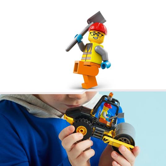 LEGO City 60401 Rullo Compressore Set di Costruzioni Giocattolo per Bambini di 5+ Anni Veicolo da Cantiere con Operaio Edile - 5