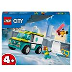 LEGO City 60403 Ambulanza di Emergenza e Snowboarder, Veicolo Giocattolo per il Pronto Soccorso, Giochi per Bambini 4+ Anni