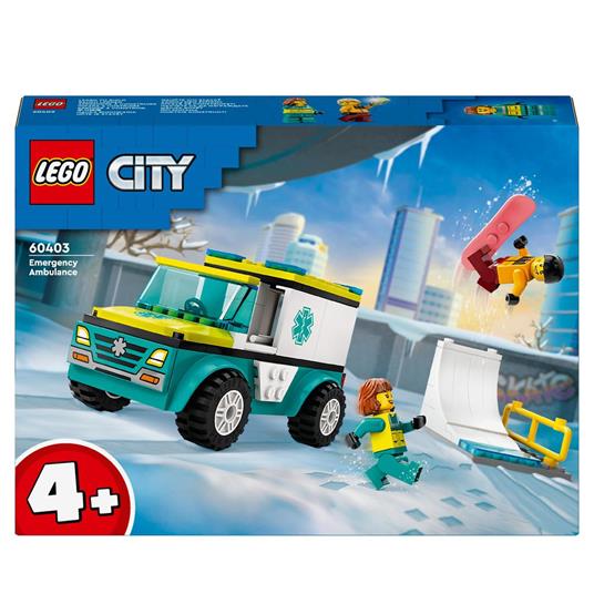 LEGO City 60403 Ambulanza di Emergenza e Snowboarder, Veicolo Giocattolo  per il Pronto Soccorso, Giochi per Bambini 4+ Anni - LEGO - LEGO City -  Mezzi pesanti - Giocattoli