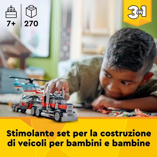 LEGO Creator 31146 3in1 Autocarro con Elicottero, Giochi per Bambini 7+ Anni Ricostruibile in Aereo e Cisterna o Auto e SUV - 2