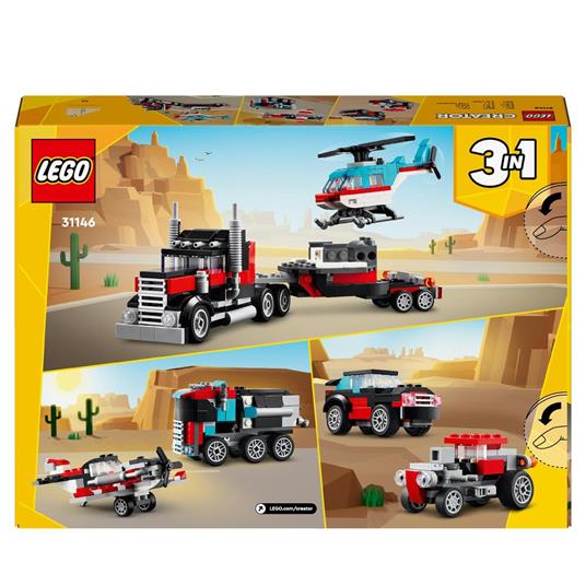 LEGO Creator 31146 3in1 Autocarro con Elicottero, Giochi per Bambini 7+ Anni Ricostruibile in Aereo e Cisterna o Auto e SUV - 8