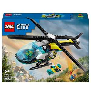 Giocattolo LEGO City 60405 Elicottero di Soccorso di Emergenza Set con Veicolo Giocattolo con Rotori e Verricello Giochi per Bambini 6+ LEGO