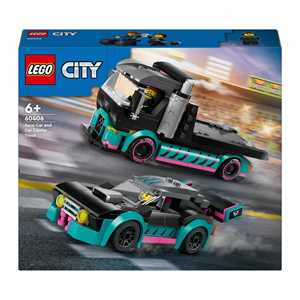 Giocattolo LEGO City 60406 Auto da Corsa e Trasportatore, Macchina e Camion Giocattolo per Bambini di 6+, Veicolo con Rampa Funzionante LEGO