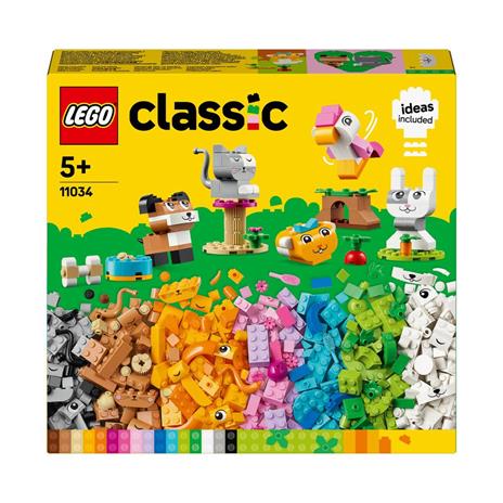 LEGO Classic 11034 Animali Domestici Creativi, Giocattolo per Bambini di 5+ Anni per Costruire Cane, Gatto e Altri Animali
