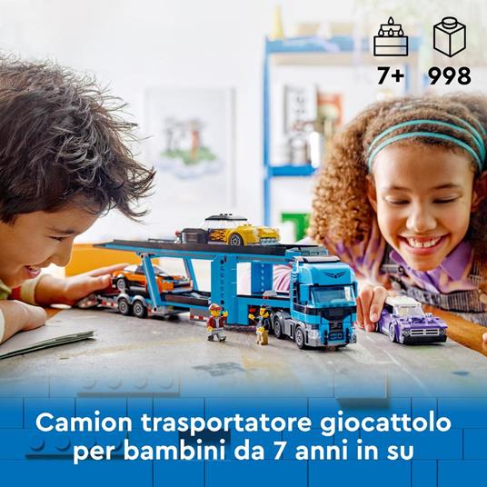 LEGO City 60408 Camion Trasportatore con Auto Sportive, Giochi per Bambini 7+, Autocarro con Rimorchio e 3 Modelli di Macchine - 2