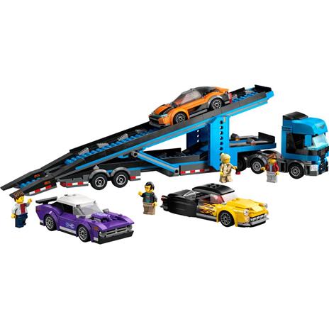 LEGO City 60408 Camion Trasportatore con Auto Sportive, Giochi per Bambini 7+, Autocarro con Rimorchio e 3 Modelli di Macchine - 8