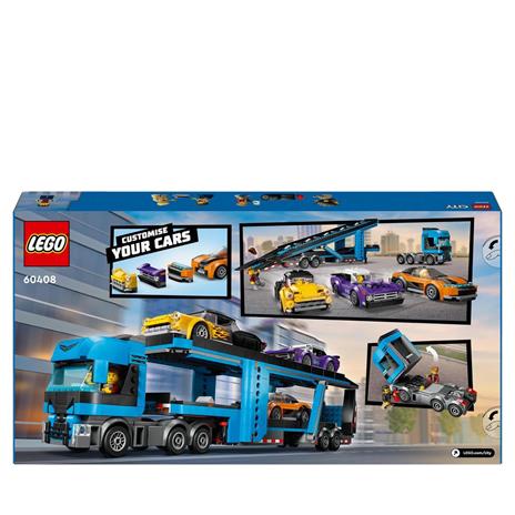 LEGO City 60408 Camion Trasportatore con Auto Sportive, Giochi per Bambini 7+, Autocarro con Rimorchio e 3 Modelli di Macchine - 9