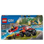 LEGO City 60412 Fuoristrada Antincendio e Gommone di Salvataggio, Camion dei Pompieri Giocattolo, Giochi per Bambini 5+ Anni