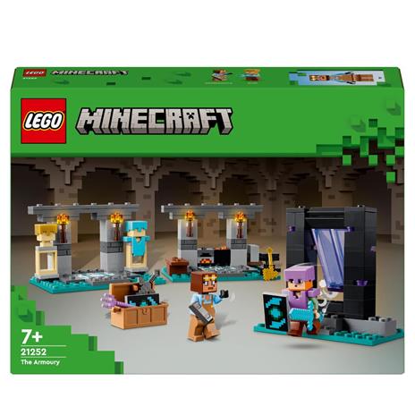 LEGO Minecraft 21252 L'Armeria con Personaggio Alex, Accessori e Armi Giocattolo per Bambini di 7+ Anni e Fan del Videogioco