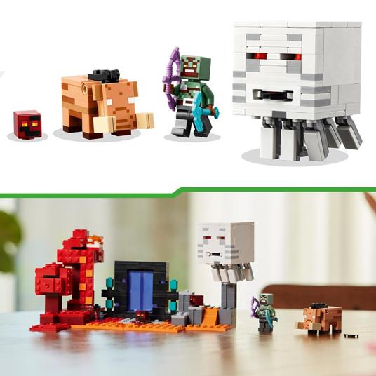 LEGO Minecraft 21255 Agguato nel Portale del Nether, Gioco per Bambini di 8+ Anni, Set con Scene di Battaglia e Personaggi - 6
