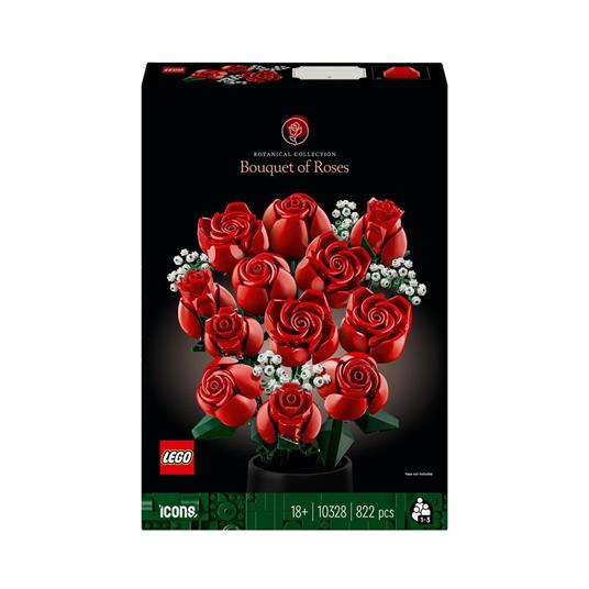 LEGO Icons 10328 Bouquet di Rose Set Fiori Finti per Adulti Decorazione Casa Idea Regalo per Lei o Lui Collezione Botanica