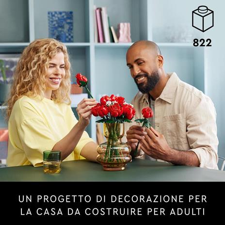 LEGO Icons 10328 Bouquet di Rose Set Fiori Finti per Adulti Decorazione Casa Idea Regalo per Lei o Lui Collezione Botanica - 2
