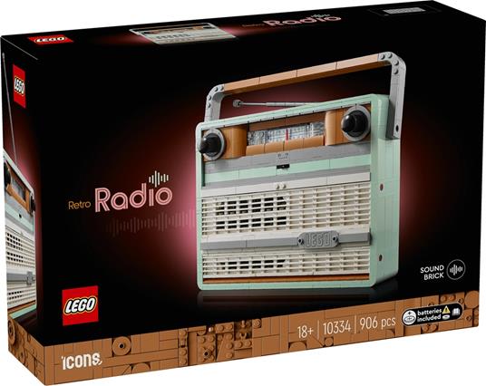 LEGO Icons 10334 la Radio Vintage, Kit Modellismo per Adulti, Replica Anni 70, Idea Regalo per Uomo o Donna da Collezione