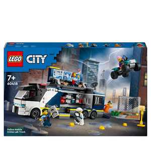 Giocattolo LEGO City 60418 Camion Laboratorio Mobile della Polizia, Giocattolo per Bambini di 7+ Anni con Quad Bike e 5 Minifigure LEGO