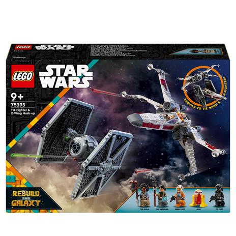 LEGO Star Wars 75393 Mash-up TIE Fighter e X-Wing, Modellini da Costruire di Astronavi Giocattolo, Giochi Creativi Bambini 9+