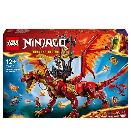 LEGO NINJAGO 71822 Drago-Sorgente del Movimento, Figura Giocattolo Snodabili, Giochi d'Avventura Bambini 6+ con 6 Minifigure