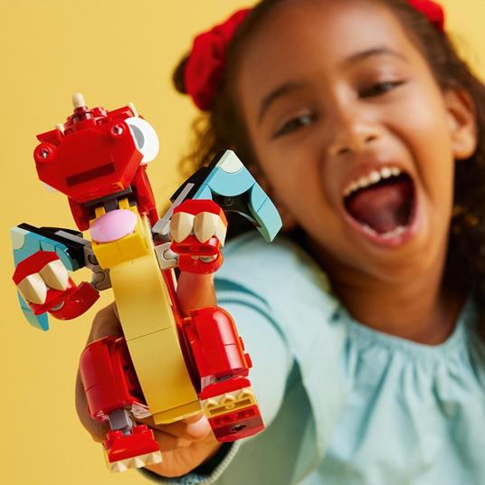 LEGO Creator 31145 3in1 Drago Rosso, Giochi per Bambini di 6+ Anni, Action Figure Ricostruibile in Pesce e Fenice Giocattolo - 2