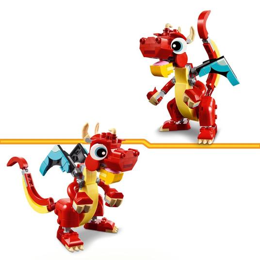 LEGO Creator 31145 3in1 Drago Rosso, Giochi per Bambini di 6+ Anni, Action Figure Ricostruibile in Pesce e Fenice Giocattolo - 4