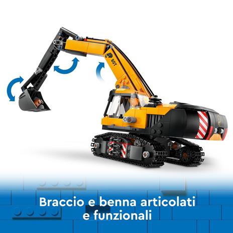 LEGO City 60420 Escavatore da Cantiere Giallo, Giochi Creativi per Bambini 8+, Veicolo Giocattolo da Cantiere e 3 Minifigure - 4